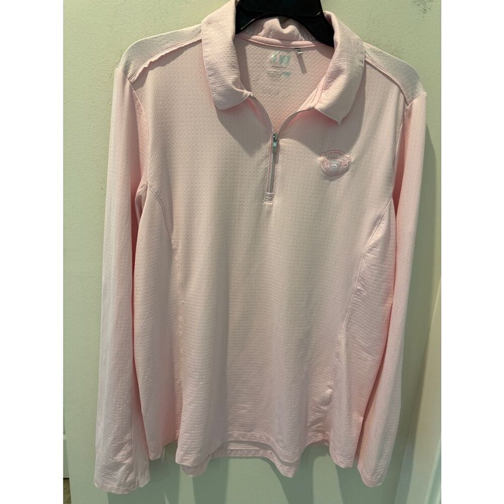 Nivo Sport Pink Long-Sleeve Quarter-Zip Polo Top Mesh details size Large